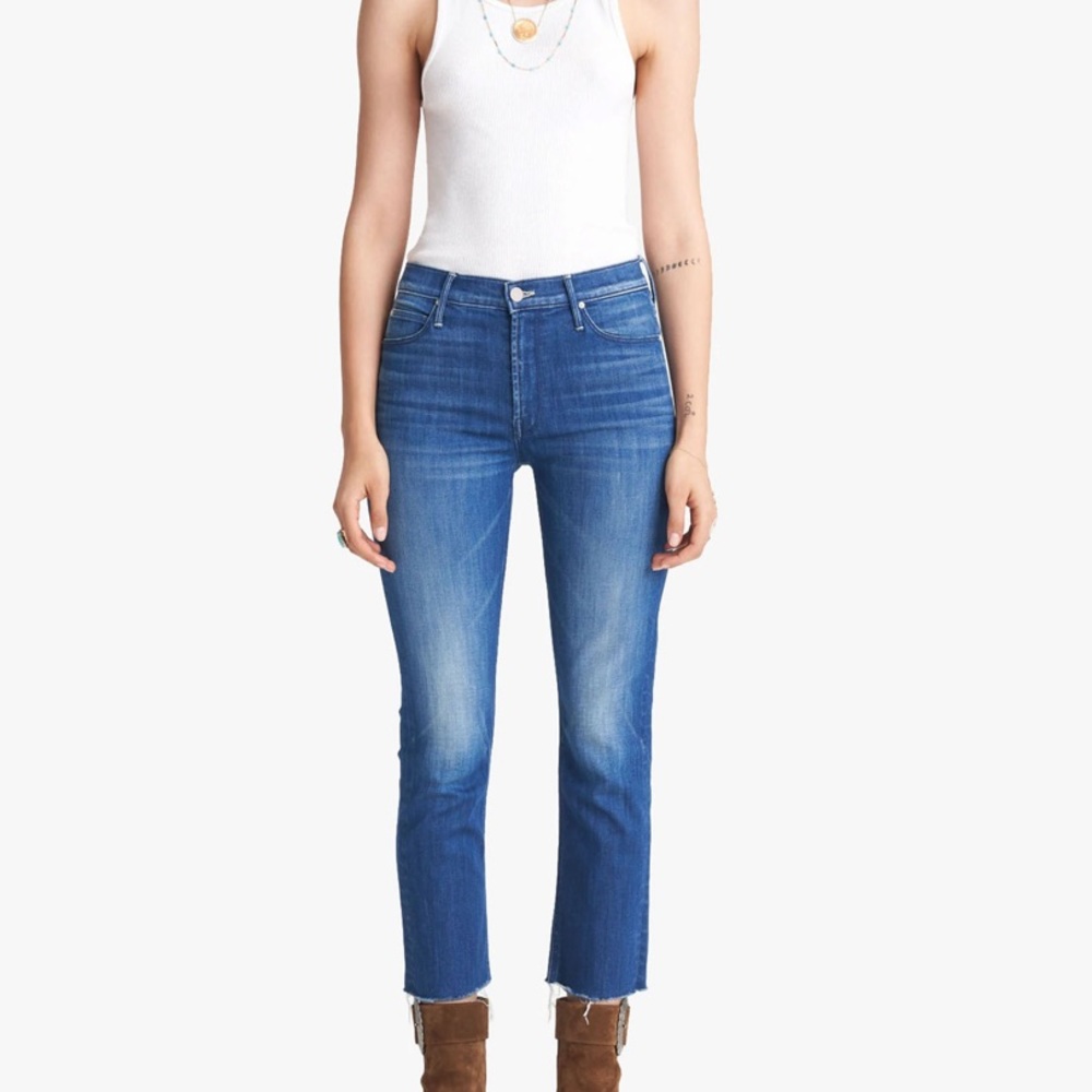 MOTHER Mid Rise DAZZLER CROP FRAY